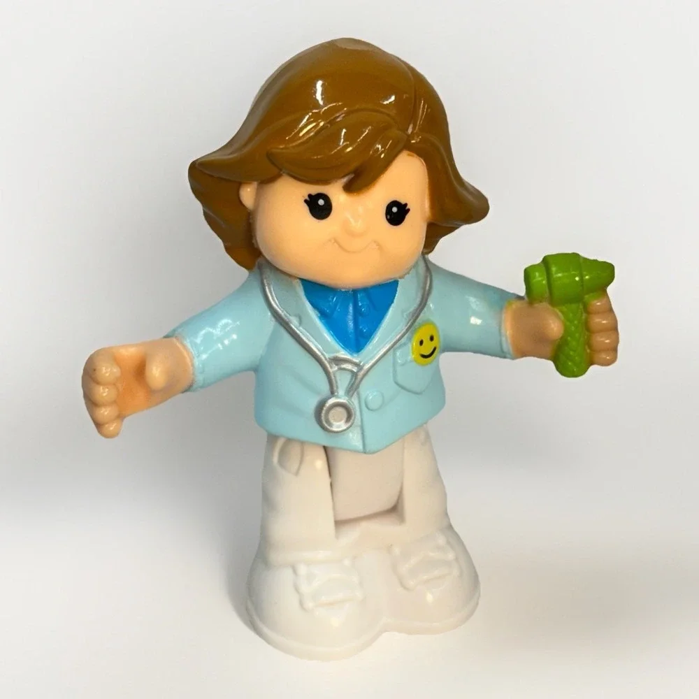 Fisher Price Little People LADY DOCTOR w/ SMILEY STICKER Poseable Bendable